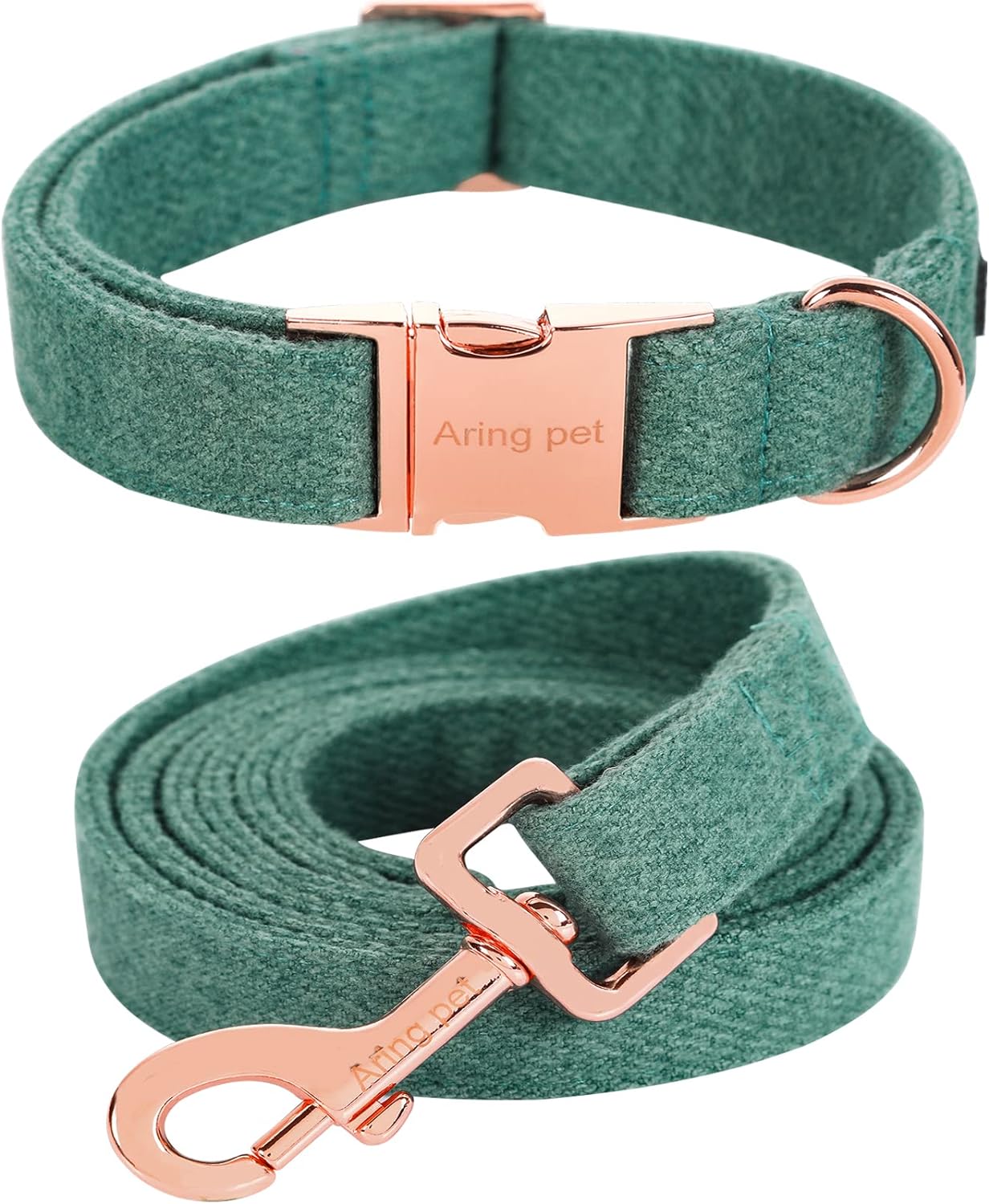 ARING PET Dog Collar and Leash-Cotton Green Dog Collar Set, Comfortable Dog Collar and Leash Set Pet Collars with Metal Buckle