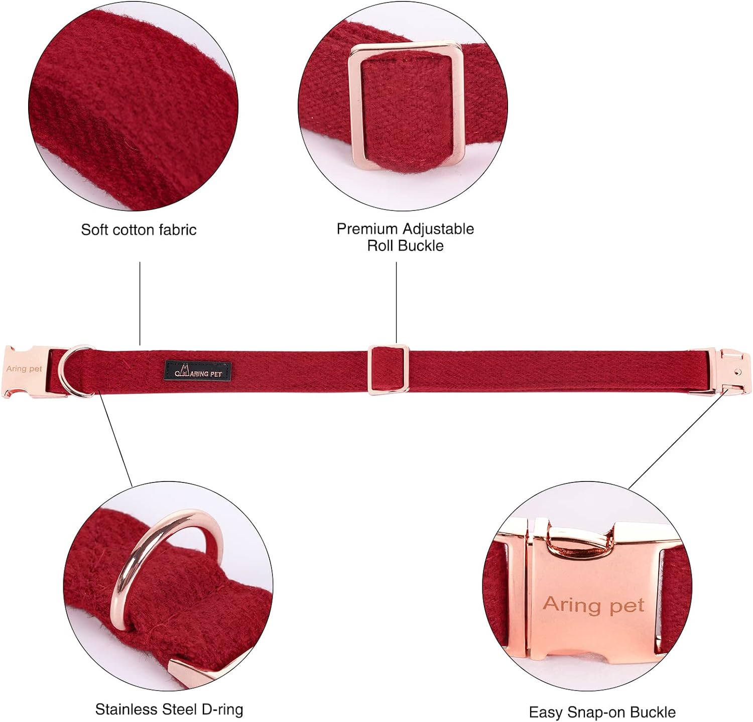 ARING PET Dog Collar and Leash-Cotton Green Dog Collar Set, Comfortable Dog Collar and Leash Set Pet Collars with Metal Buckle
