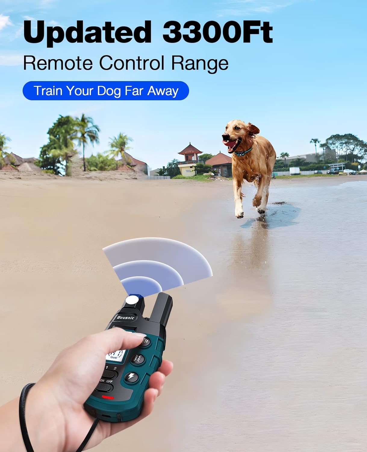 Bousnic Dog Shock Collar - 3300Ft Dog Training Collar with Remote for 5-120lbs Small Medium Large Dogs Rechargeable Waterproof e Collar with Beep (1-8), Vibration(1-16), Safe Shock(1-99) Modes(Purple)