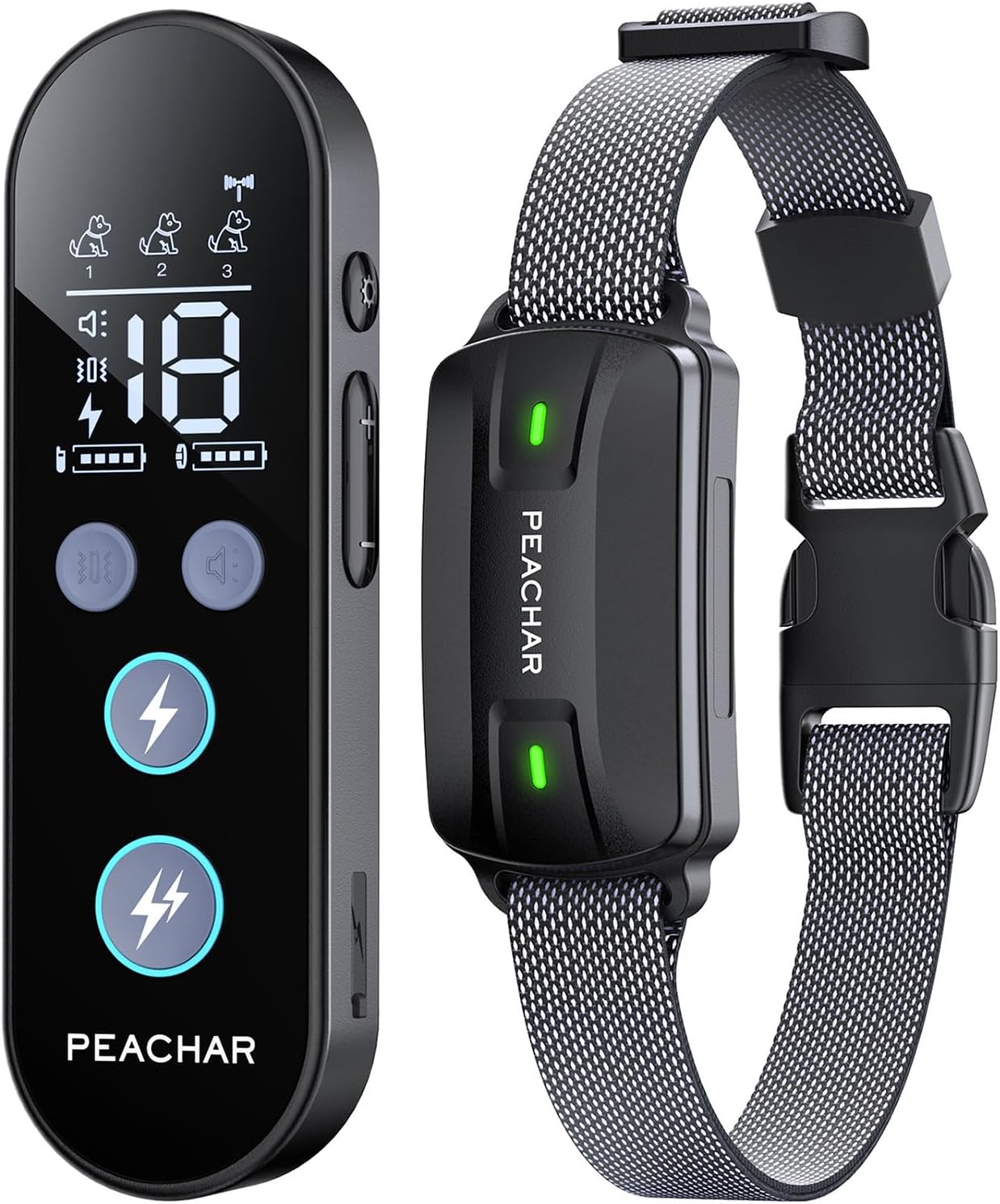 Dog Shock Collar, PEACHAR Dog Training Collar with Remote, Waterproof Shock Collar for Large Medium Small Dogs, Training Collar for Dogs with Beep Vibration Shock and Security Lock