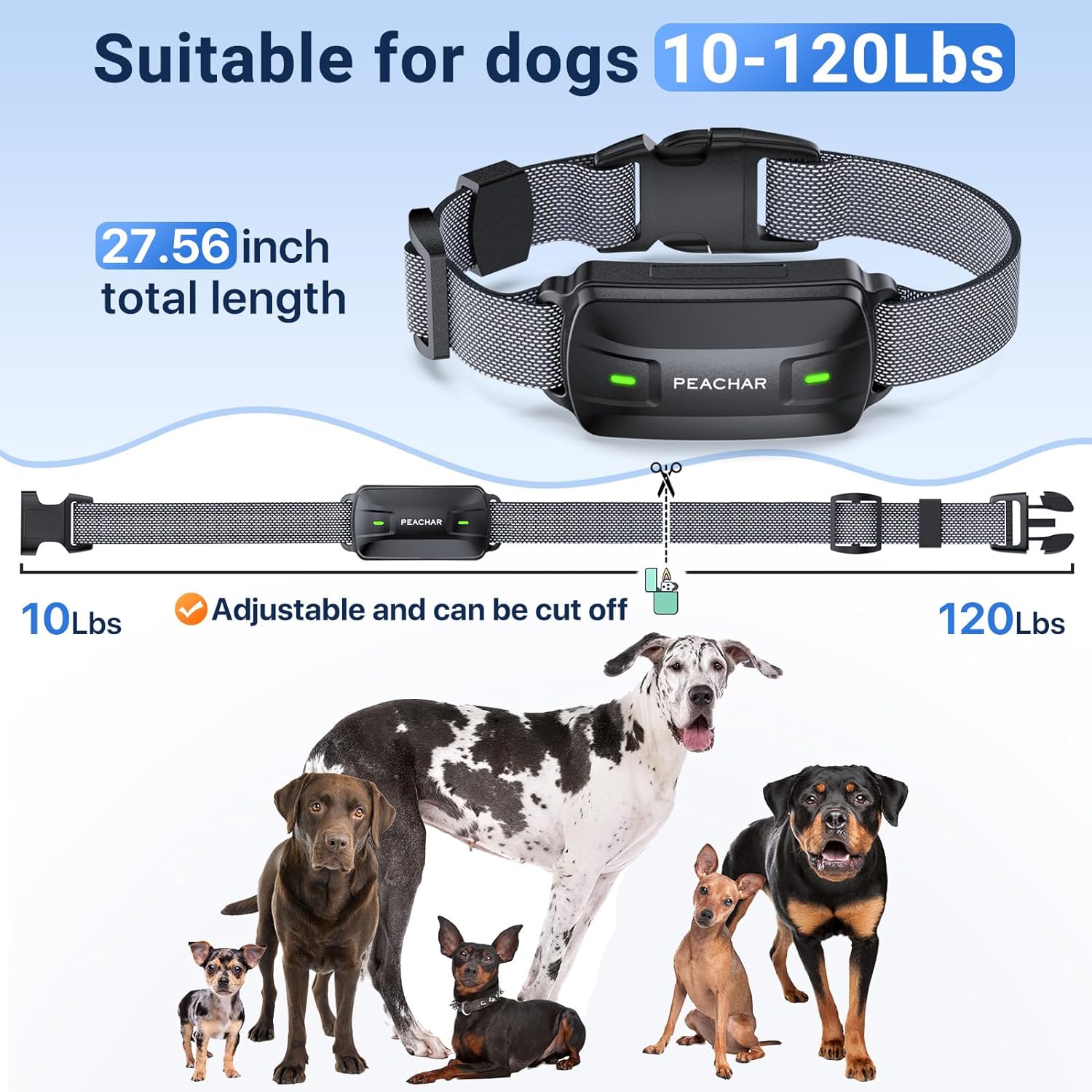 Dog Shock Collar, PEACHAR Dog Training Collar with Remote, Waterproof Shock Collar for Large Medium Small Dogs, Training Collar for Dogs with Beep Vibration Shock and Security Lock