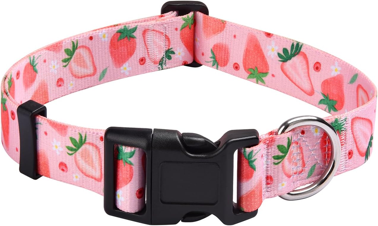 Mihqy Dog Collar and Leash Set with Bohemia Floral Tribal Geometric Patterns - Soft Ethnic Style Collar Adjustable for Small Medium Large Dogs(Pink Floral Set,S)